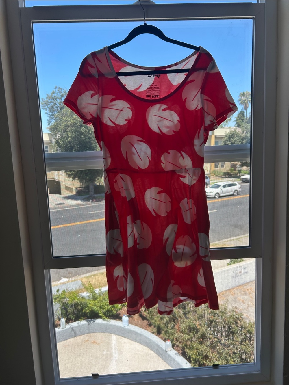 Hot Topic Pink and White High-Low Dress with Leaf Print
